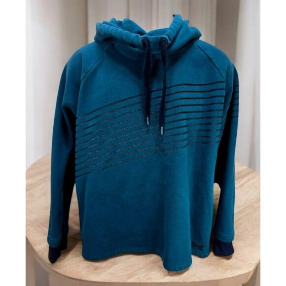 Under Armour Teal Fleece Hoodie Large Black Stripe Design - Picture 1 of 8